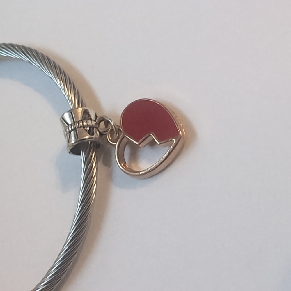 Gold Plated with Red Broken Heart Dangle Charm for Pandora Style Bracelet‎